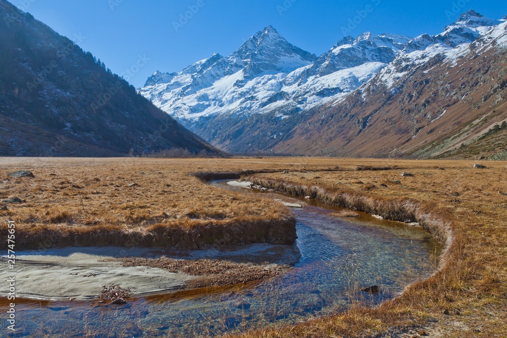 Caucasus Mountains valley of a mountain river