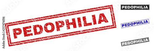 Bilde på lerret Grunge PEDOPHILIA rectangle stamp seals isolated on a white background