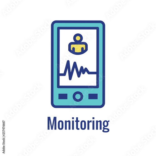 Digital Health Icon w Wearable Technology or Mobile / Tablet image