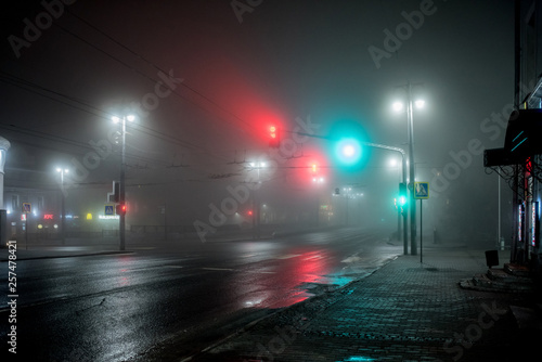 traffic light at night