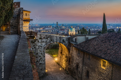 Brescia al tramonto dal Castello photo