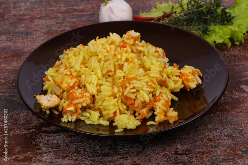 Traditional Pilaf with chicken and carrot