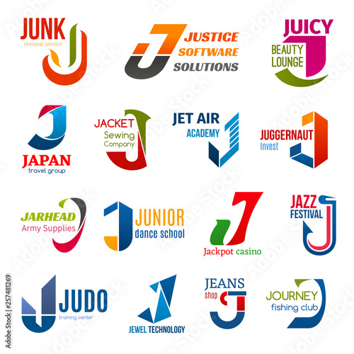 Φωτογραφία Business icons, letter J, corporate identity