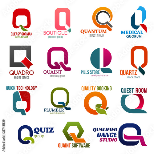 Business icons, letter Q, corporate identity © Vector Tradition