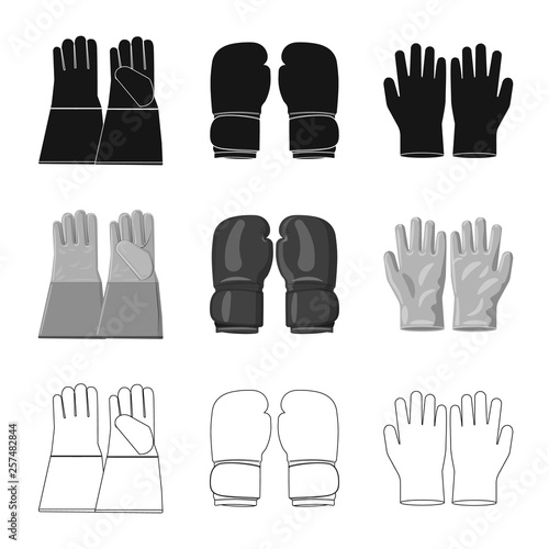 Vector illustration of glove and winter symbol. Collection of glove and equipment vector icon for stock.