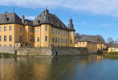 Yellow german castle Schloss Dyck in Juechen