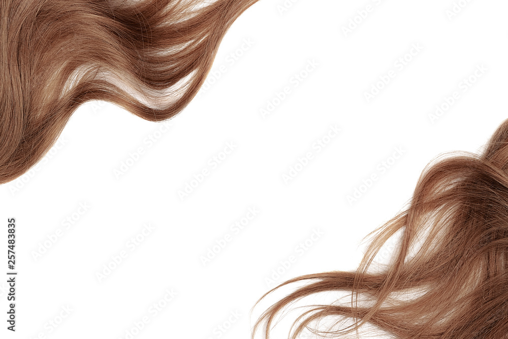 Natural brown hair isolated on white. Background Natural brown hair isolated on white. Background