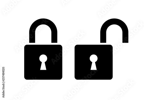 Open and closed lock icon photo