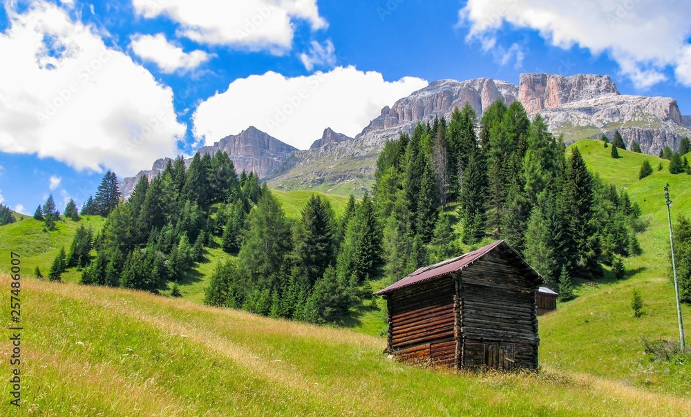Italy beauty, Dolomites Sella from the road to Passo de Pordoi