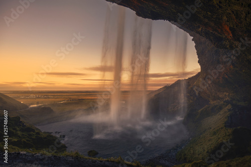 Waterfall at dusk, Iceland