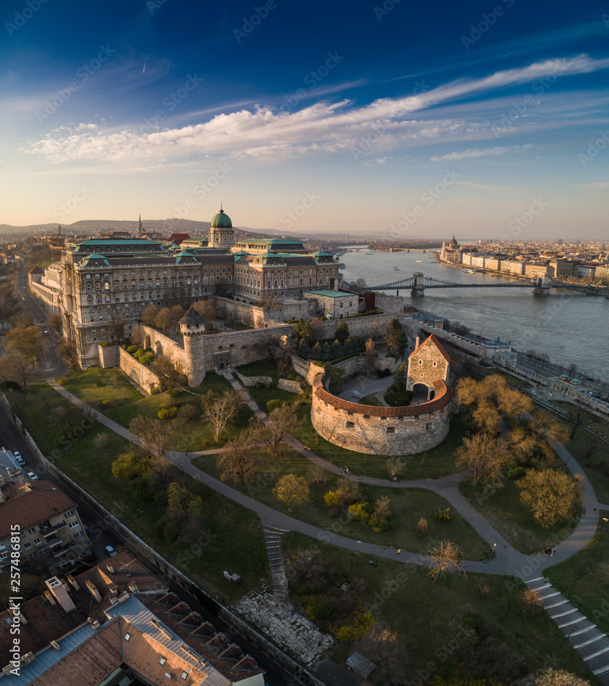 Fototapeta premium Budapest at sunrise with Buda Castle Royal Palace