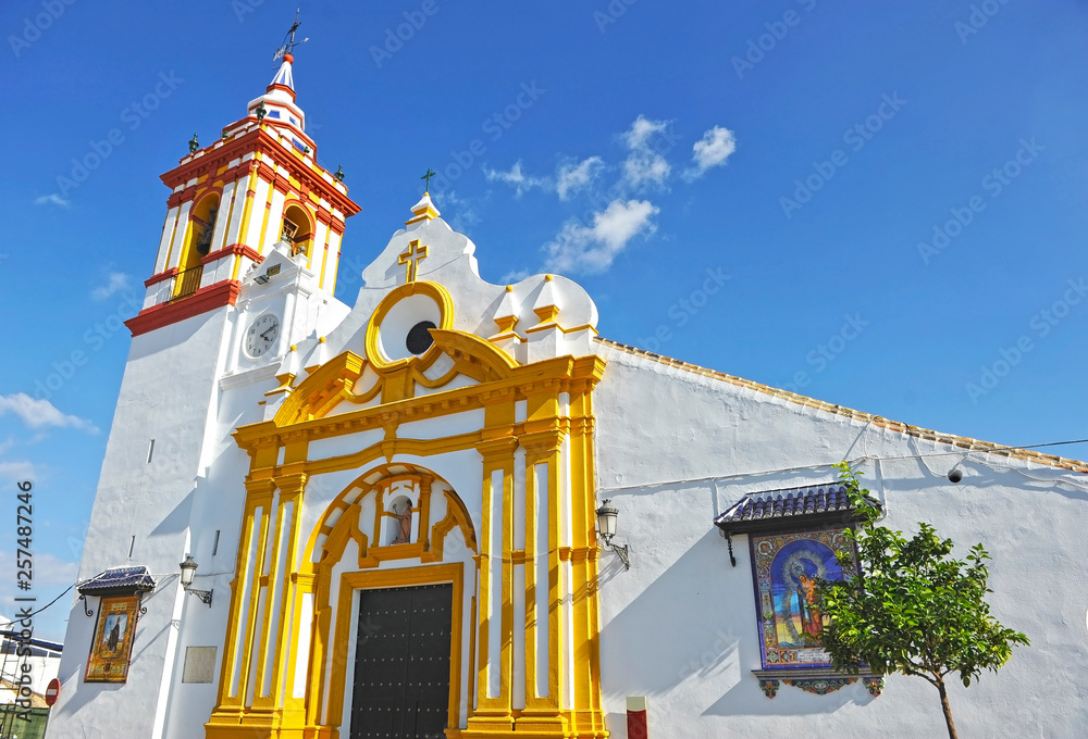 Obraz premium Church of the Divine Savior (Divino Salvador), Castilblanco de los Arroyos, a village in the province of Seville, Andalusia, Spain