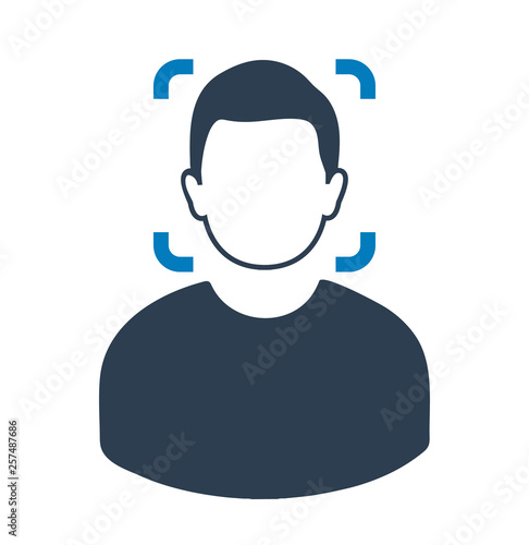 Biometric Face Recognition Icon. Flat style vector EPS.