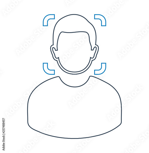 Biometric Face Recognition line Icon. Editable vector EPS.