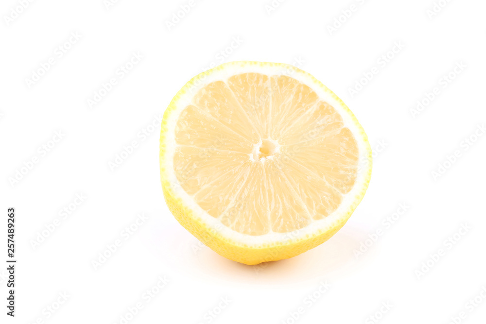 Piece of lemon fruit isolated on white background