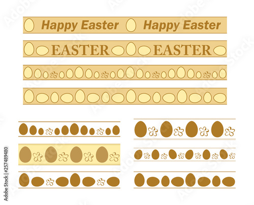 borders with decorative eggs for easter holiday - vector set of ornaments