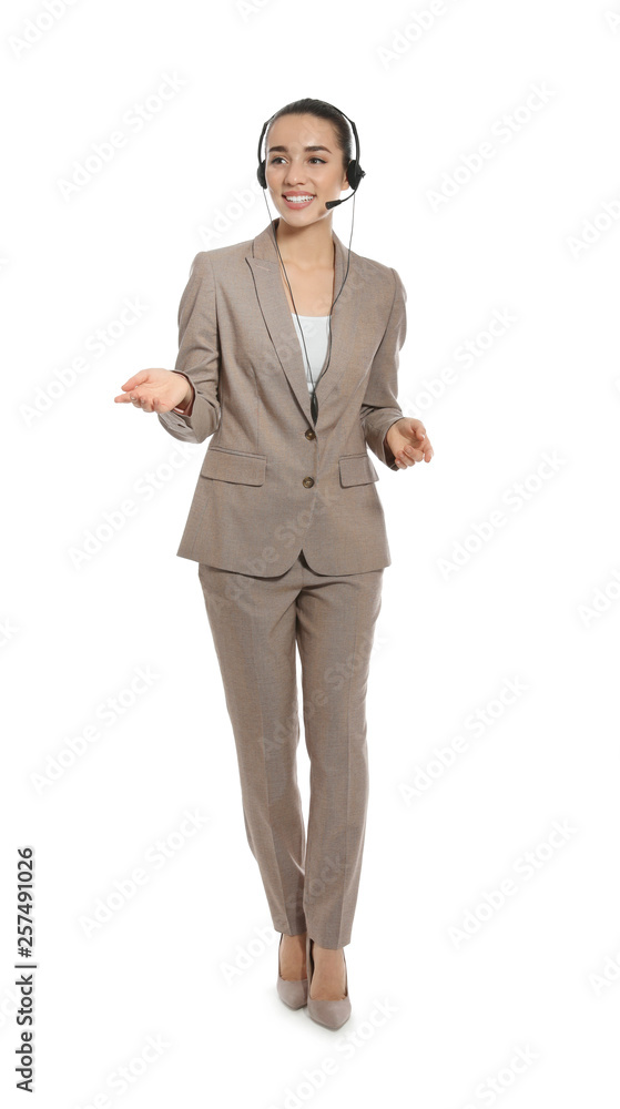 Technical support operator with headset on white background Technical support operator with headset on white background
