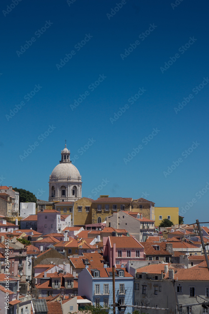 cityscape of lisbon roofs and towers