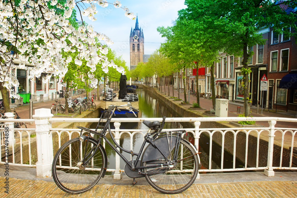 Fototapeta premium old town of Delft in spring, Holland
