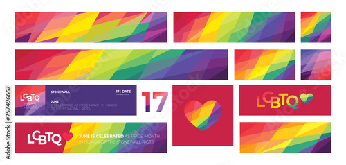 Support for LGBTQ pride. Colorful backgrounds. Rainbow abstract. Templates for banners, flyers. photo