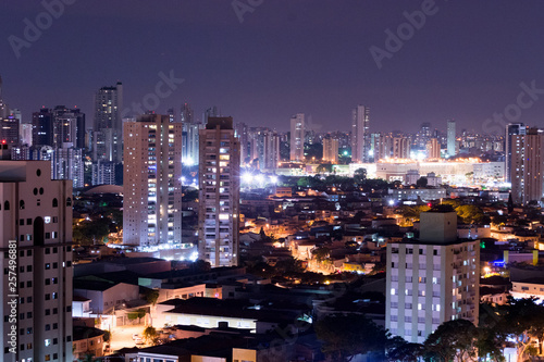 Night long exposure shot of "Mooca" one of the central neighborhoods in Sao Paulo, Brazil. Many residential towers grew in this former industrial site © eugpng