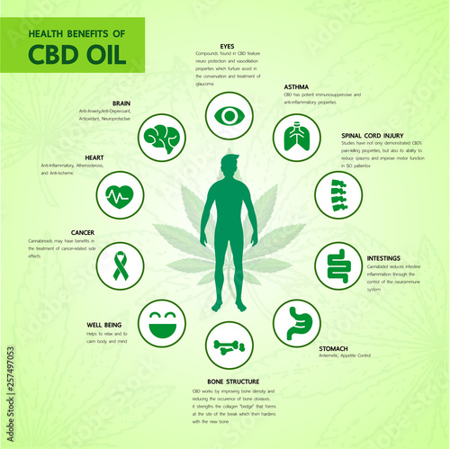 Cannabis benefits for health vector illustration.