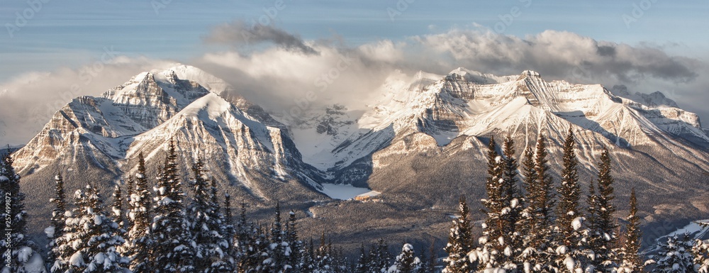 Winter landscape with Lake Louise 