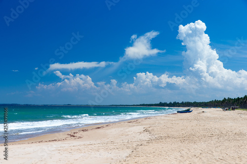 tropical beach in Sri Lanka . Summer holiday and vacation concept for tourism.