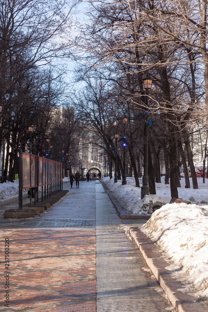 Nikitsky boulevard in winter, the center of Moscow. Nikitsky boulevard in winter, the center of Moscow.