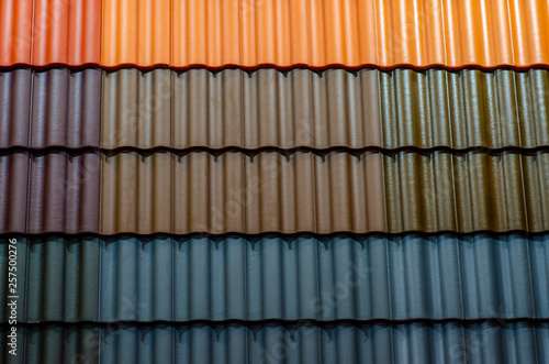 Close-up of different roof tiles