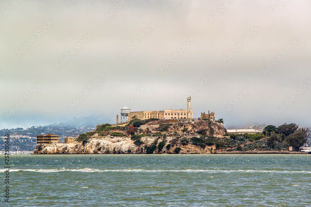 San Francisco. View on Prison Alcatraz. Alcatraz island background. USA.