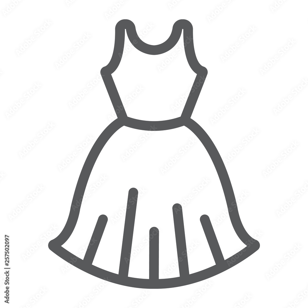Woman dress line icon, female and clothes, gown sign, vector graphics, a linear pattern on a white background. Woman dress line icon, female and clothes, gown sign, vector graphics, a linear pattern on a white background.