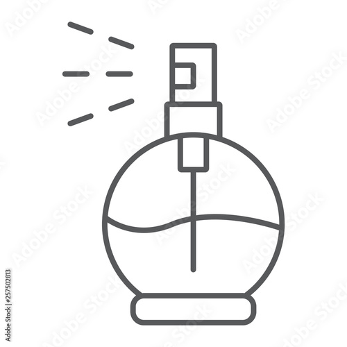 Perfume thin line icon, aroma and fragrance, cologne sign, vector graphics, a linear pattern on a white background.