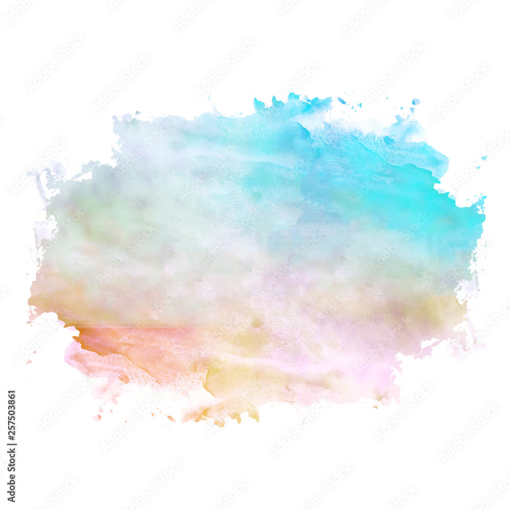 Colorful bright watercolor stain drips. Abstract illustration on a white background. Grunge color for banner