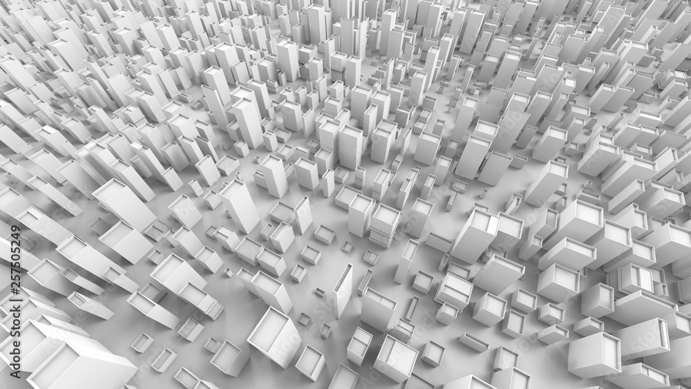 Obraz premium Abstract whitefuturistic city blocks forms