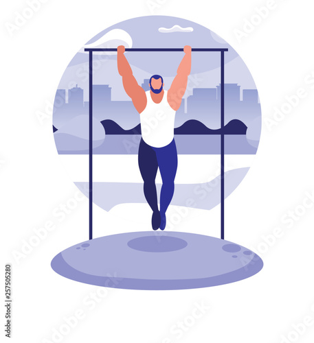 young man practicing outdoor gym
