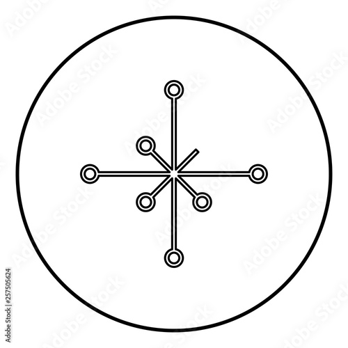 Helm of awe aegishjalmur or egishjalmur galdrastav icon outline black color vector in circle round illustration flat style image