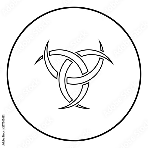 Odin horn paganism symbol icon outline black color vector in circle round illustration flat style image