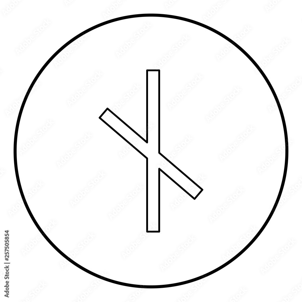 Nauthis rune Neidis need night not symbol icon outline black color vector in circle round illustration flat style image Nauthis rune Neidis need night not symbol icon outline black color vector in circle round illustration flat style image