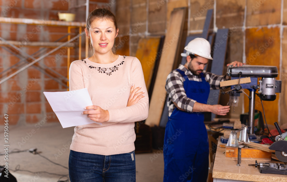 Female designer at construction site