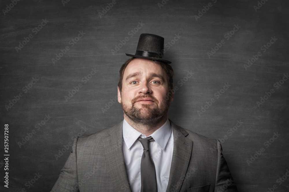 Funny businessman wearing a cylinder hat Funny businessman wearing a cylinder hat