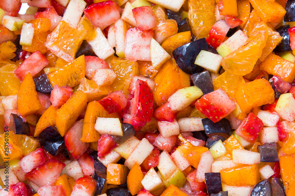 Background of healthy fresh fruits fruit salad