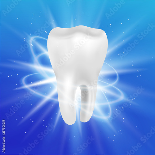Realistic tooth poster. Graphic concept for your design