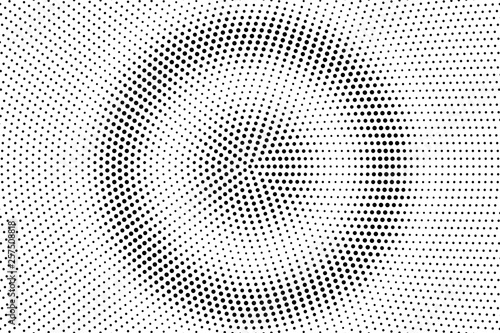 Black and white halftone vector background. Circular dot gradient. Rough dotwork surface. Round dotted halftone.