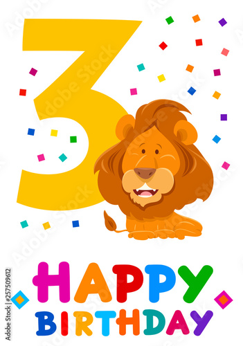 third birthday cartoon greeting card design