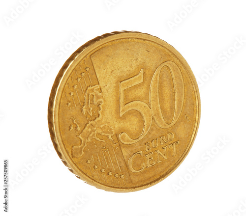 Wallpaper Mural Fifty euro cent coin on white background Torontodigital.ca