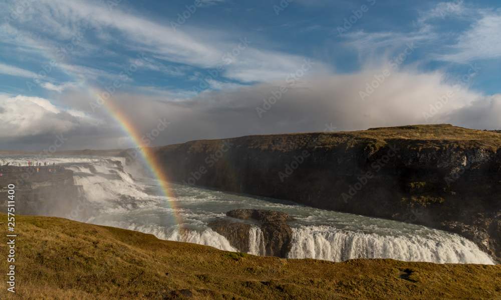 Iceland - double rainbow at waterfall