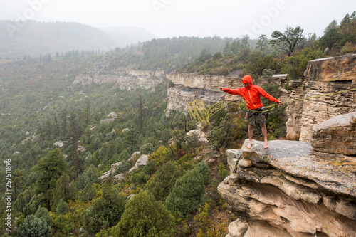 Man throwing rappel rope