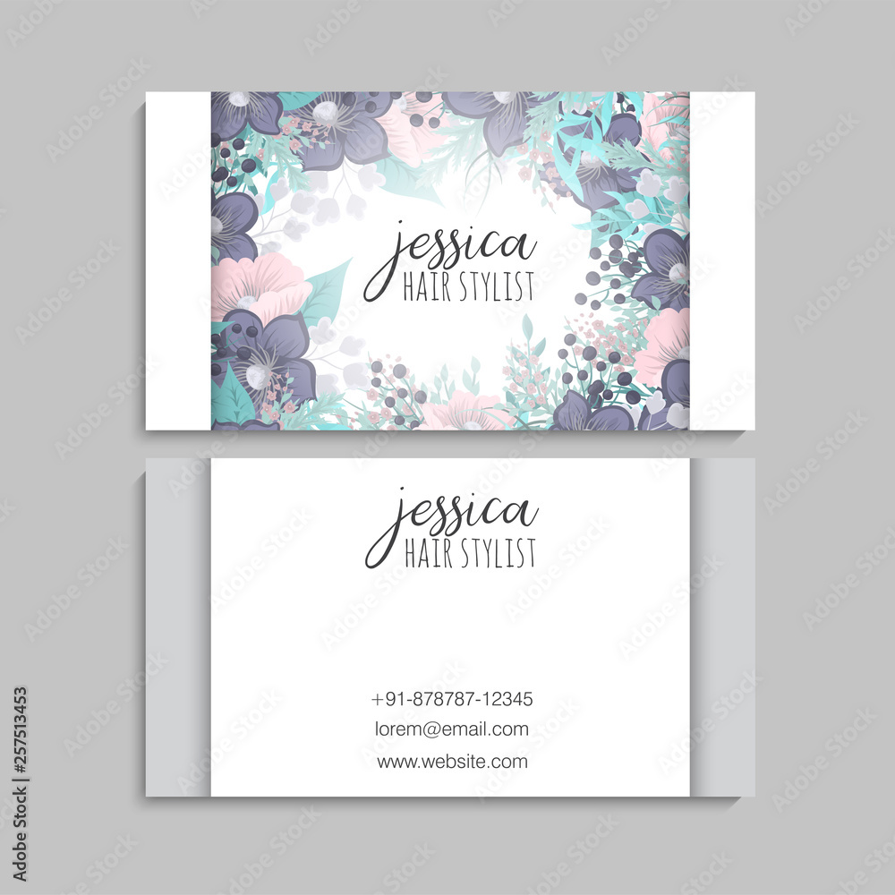 Fototapeta premium Beautiful floral design bussiness card. Vector Illustration