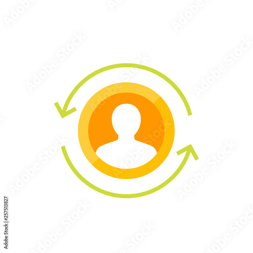 customer retention, returning client vector icon on white